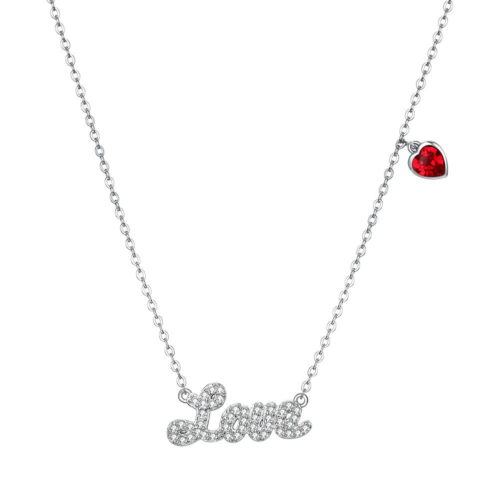 LOVE Sterling Silver Necklace with Crystals