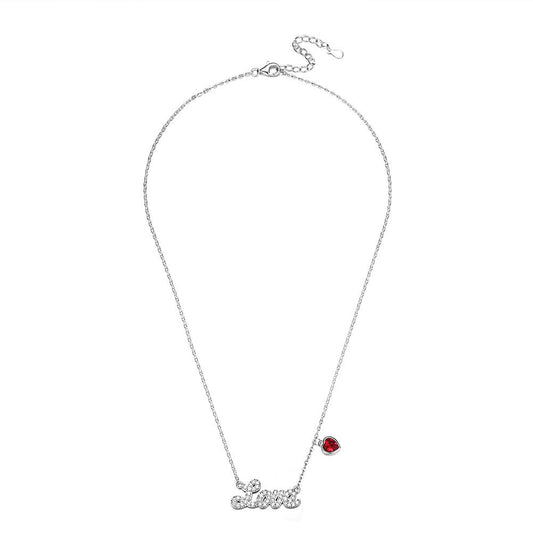 LOVE Sterling Silver Necklace with Crystals